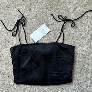 Zara Black Silky Crop Top